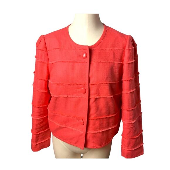 J Crew Fringe Peach Coral Career Jacket Blazer 10 - Picture 1 of 9